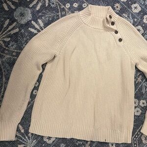 Women's JCrew Cream Button-Detail Sweater